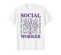 Travailleur Social Purple Floral Cottage Core T-Shirt