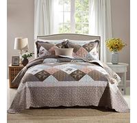 Travan Parure de lit 3 pièces pour Grand lit avec taies d'oreiller - Couvre-lit réversible Doux pour Grand lit