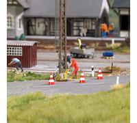 Travaux Routiers Avec Homme Au Travail Et Accessoires HO/OO Échelle Busch 7801