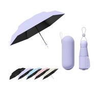Travebo Mini Parapluie Pliant de Poche avec Larges Sangles et Cordon Rétractable/Ultra Léger/Compact/Boîte à Parapluie/Protection UV/Déperlant/Pluie/6 Baleines/Voyage/Femmes/Enfant