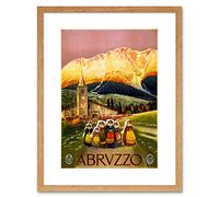 TRAVEL ABRUZZO ITALY ALPINE RESORT MOUNTAIN CHURCH FRAMED PRINT F12X6963