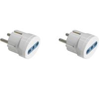 Travel Adapter 2P+T 10A 16A to Schuko Type F 16A 2 Pin Plug Compact Size 3.5cm (2pcs,White)