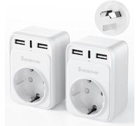 Travel Adapter Australia Plug Germany Plug Travel Adapter with 2 USB Sockets 1USB C (3A) Type I for Wall Charger New Zealand,Australia,China and Argentina (2pcs)