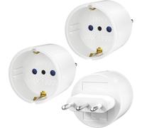 Travel Adapter,Pack of 3 Travel Plug Adapter DE to IT 2 Pin Europe to 3 Pin Italy Type L Schuko EU to Italy Chile White