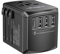 Travel Adapter Universal Plug USA UK AUS Canada Italy,International Adapter,3 USB and 1 Type-C Adapter Universal and for Travel More than 200 Countries