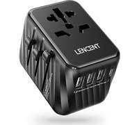 Travel Adapter Universal Socket International with 3 USB-A and 1 USB-C PD Adapter Global Travel France to USA Canada UK Australia China Japan Ireland Type A C G I Black