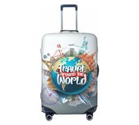 Travel Around The World - Housses de protection élastiques pour bagages de 45,7 à 81,6 cm, noir, S