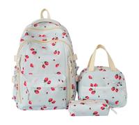Travel Backpack | Strawberry Print Bookbag With Lunchbox Pencil Case | 18x5x7cm/7.09 × 1.97 × 2.76inc Hnylon Multi-Pocket Backpack For Laptop Hiking College
