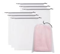 Travel Bag, Transparent Drawstring Backpack, 6 Piece Clear Container, 7.87x7.87x0.79 inches Portable Organizer, Storage Pouch Set for Men, Women, Teens, Tote, Train Travel