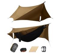 Travel Bird Skynest Ultra-léger Hamac avec Filet et Bâche Anti-Pluie 335 x 140 cm, Tente Hamac de Camping 4 en 1, Hamac Portable avec Corde Faîtage, Facile à Installer pour Le Camping, Randonnée