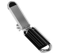 Travel Brush for Women, Brosse de massage Foldable Hair Massage Detangling with Mirror, Compact, Portable Design, Lightweight, Ergonomic, Pocket Hairbrush for Gym, School, Outdoor Use, 4,33 x 1,57 x
