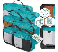 TRAVEL BUDDY® Kit d'organisation de valise - Matériau 100 % recyclé - Ultra léger et lavable - 6 sacs de rangement bleu pétrole pour votre valise
