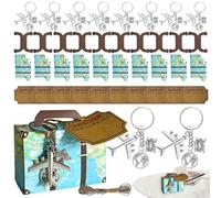 Travel Candy Boxes, Suitcase Party Favors, Airplane Keychains Set 4.72x3.27 Inches and Travel Tickets, Vintage Plane Décor, 10 Sets, Mother’s Day, Birthday, Wedding Party 200g