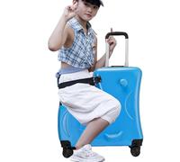 Travel Case - Lock Luggage, Ride on Trolley Suitcase with Seat Belt, Handlebar Pedal, Silent Wheels for Boys Girls, Trip Vacation Details for School Holiday Fun Ride on Usage for Travel