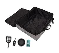 Travel Cat Litter Box Portable Leak Proof Collapsible Cat Litter Box with Lid, Foldable Litter Carrier for Traveling Camping, Oxford Cloth with Zipper Closure, Includes