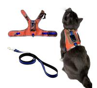 TRAVEL CAT The Pathfinder Harnais anti-fugue pour chat avec poche de suivi GPS - Alimenté par Tractive Cat - Harnais anti-fugue pour chat de petite et grande taille (orange, taille L)