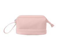 Travel Cosmetic Bag Double Layer, Large Makeup Bag Zipper Pouch, 23.5 * 10.5 * 11cm PU Leather Waterproof Toiletry for Women and Girls, Travel Cosmetics Bags