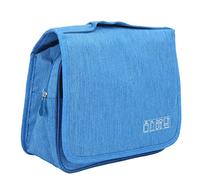 Travel Cosmetic Bag Makeup Organizer Breathable Mesh Multi Compartment Foldable Hanging Toiletry Bag for Women (Sky Blue)