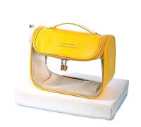 Travel Cosmetic Organizer for Women, Trousse de Toilette de Voyage, Sac de Rangement for cosmétiques à Crochet, Trousse de Maquillage Portable en PVC, Ideal Women's Gift and Makeup Storage(Yellow)
