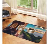 Travel Dreams Tapis d'alimentation antidérapant en cuir absorbant pour animal domestique 30 x 45 cm, séchage rapide, imperméable, lavable