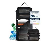 TRAVEL DUDE Compartimenteur de valise à susprendre, avec compression, en plastique recyclées | Cube d'emballage suspensible pour sac à dos | Sacs d'emballage portatifs pour sacs de voyage | Noir