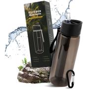 Travel Filter Bottle,Portable Water Filter,Travel Hiking Trek Camping Purifier Kit Reusable Water Filter For Hiking,Camping,Survival And Travel (Black)