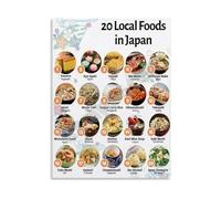 Travel Food Guide Poster 20 Local Specialties from Different Regions Culinary Wall-Art for Food Lovers(Framed,16x24inch(40x60cm))