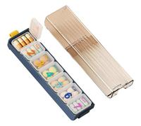 Travel - Friendly - Pilulier hebdomadaire de 7 jours - Mini étui quotidien portable pour vitamines, médicaments, suppléments et pilules, bleu