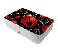 Travel Grande boîte à bijoux rouge Art Seven Star Ladybug-1012 Étui de rangement portable parfait pour bagues, boucles d'oreilles, colliers, pour filles et femmes à la mode en déplacement - 1 paquet,
