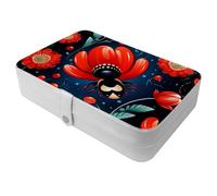 Travel Grande boîte à bijoux rouge Art Seven Star Ladybug-1022 Étui de rangement portable parfait pour bagues, boucles d'oreilles, colliers, pour filles et femmes à la mode en déplacement - 1 paquet,
