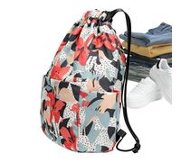 Travel Gym Backpack - Junior Friendly with Laptop Sleeve & Hockey Stick Holder | Dry/Wet Separation, Flower Print | Durable Large Weekender for Casual Gatherings, Beach Parties, Men