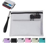Travel Lock Bag, Money Bag with Lock and Zipper, Valuable Storage, Double Layer Anti-Theft Cash Certificates Organizer(Gray)
