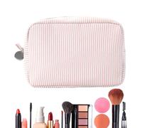 Travel Makeup Bag - 8.66x5.91x3.54in Aesthetic Polyester Cosmetic Organizer | Large Wide-Open Pouch for Full-Size Skincare and Brushes | Durable Lightweight Toiletry Case for Gym School and Camping