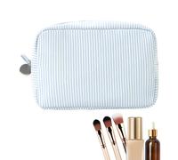 Travel Makeup Bag - 8.66x5.91x3.54in Aesthetic Polyester Cosmetic Organizer | Large Wide-Open Pouch for Full-Size Skincare and Brushes | Durable Lightweight Toiletry Case for Gym School and Camping