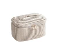Travel Makeup Bag, Corduroy Storage Pouch, Large Capacity Organizer, Soft Fashion Accessory, with 22x10x12cm 1pc Zipper Closure Design, for Women Girls Home School Office Use