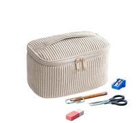 Travel Makeup Bag - Cosmetic Bag | Portable Cosmetic Case | Velours Côtelé Grande Capacity Pencil Pouch | Fashion Soft Toiletry Cosmetics Bags | For Women Girls Home School Office Outdoor Stationery