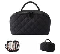 Travel Makeup Bag for Woman,Pouch Open Flat Toiletry Bag with Handle,Large Capacity Waterproof Cosmetic Organizer