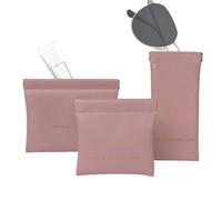 Travel Makeup Bag, PU Leather Pouch, Self-Closing Organizer, Sturdy Zipper Design, Spacious Compartments, Perfect for Travel Beauty Storage, Brown, White, Pink, 3 Pieces