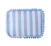 Travel Makeup Bag, Ruffle Toiletry Organizer Pouch, Multi-Functional Cosmetic Storage, Waterproof Compact Design, Made from Excellent Nylon Material, 10 x 4,49 x 7,8 in, Bleu, riferimento Alla