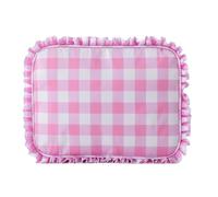 Travel Makeup Bag, Ruffle Toiletry Organizer Pouch, Multi-Functional Cosmetic Storage, Waterproof Compact Design, Made from Excellent Nylon Material, 10 x 4,49 x 7,8 in, Rose, riferimento Alla