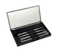 Travel Makeup Brush Set, 4X Double Ended Cosmetic Brushes, Professional Face Makeup Tools, Compact Case and Easy Storage, Necessary Supplies for Women on Business Trips