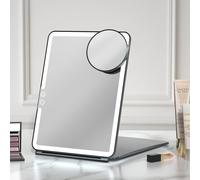 Travel Makeup Mirror, Foldable Makeup Mirror, 1800ma 3 Colors Dimmable, Ultra Thin Makeup Mirror With Lights
