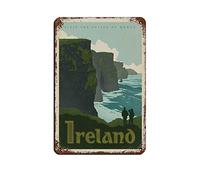 Travel Metal Sign Ireland Cliffs of Moher Affiche en métal City Trip Landscape Vintage Metal Tin Sign Art Wall Decoration for Home Office Garden Man Cave Club Cafe Bar Decor Sign