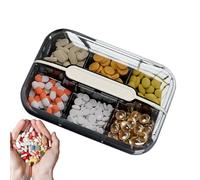 Travel Pill Organizer, Compact Medicine Storage Box with 6 Compartments, Portable Pill Case for Daily Use, Business Trips, Secure Lightweight Medication Holder, 10x7x2.5cm