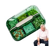 Travel Pill Organizer, Compact Medicine Storage Box with 6 Compartments, Portable Pill Case for Daily Use, Business Trips, Secure Lightweight Medication Holder, 10x7x2.5cm