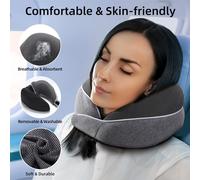 Travel Pillow,Memory Foam Cervical Pillow,Essential Neck Support Pillow For Travel,Sleep Mask,Ear Plugs And Carry Bag.[T48]