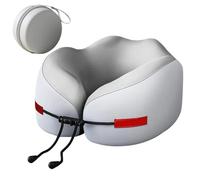 Travel Pillow, Neck Cushion, Ergonomic Head Support Memory Foam Rest Aid for Sleeping Napping Adults Kids Long Flight Train Car Home Workplace Work Travel Comfort Essentials, 9.84 X 9.06 X 5.31 Inches