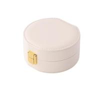 Travel Size Jewelry Box Portable Seashell-Shaped Jewelry Case 2 Layer Organizer in PU Leather for Women(Wit)