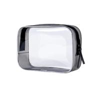 Travel Storage Cosmetic Bags PVC Waterproof Transparent Large Capacity Plastic Zipper Wash Portable Make Up Pounch(Gray)