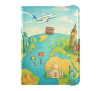 Travel The World Étui de passeport en cuir pour homme